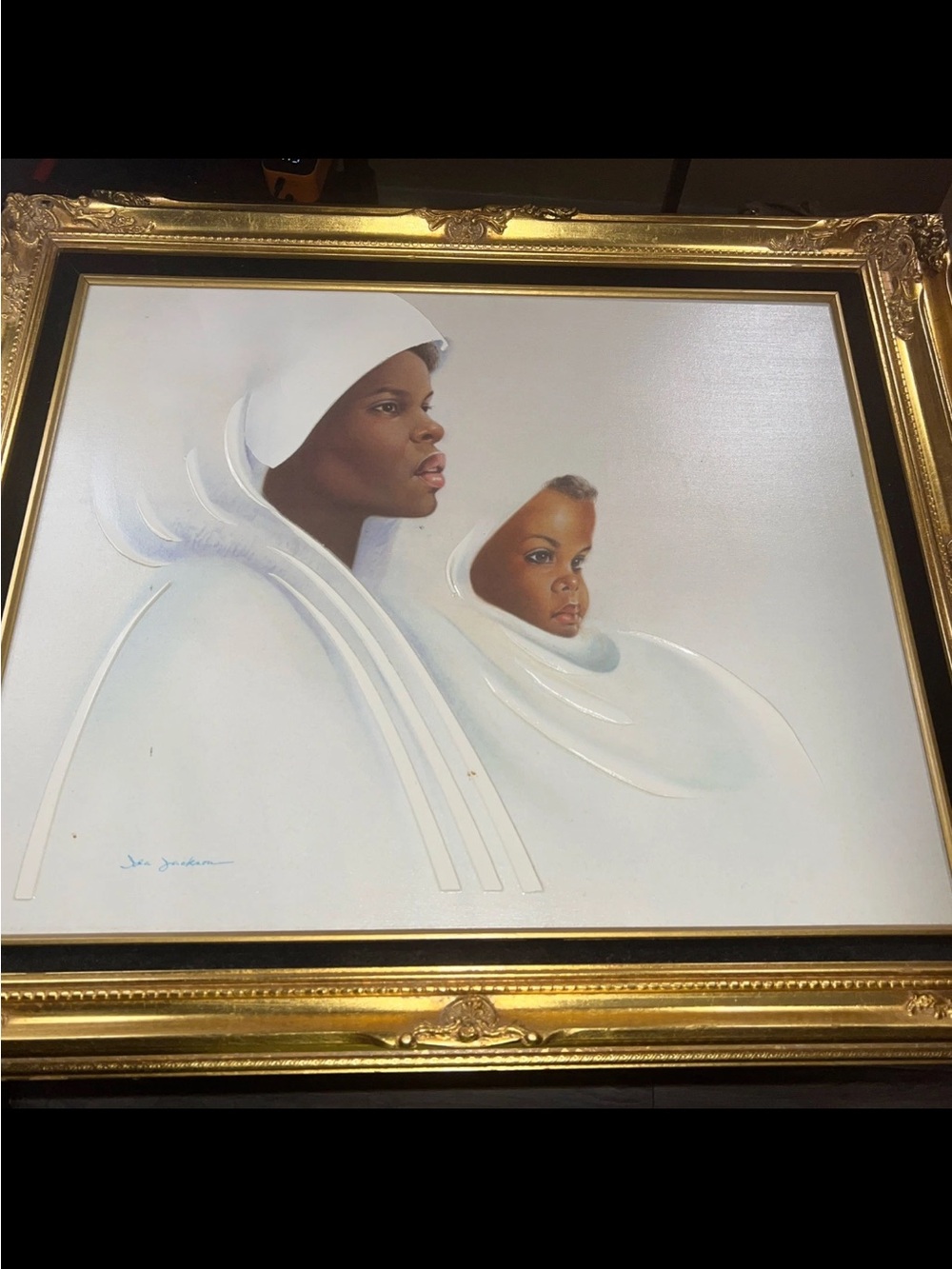 Ida Jackson Hand Touched Lithograph “Mother And Child” Oil Painting